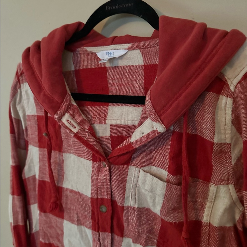 Hooded button-down shirt buffalo check flannel plaid - Picture 3 of 5